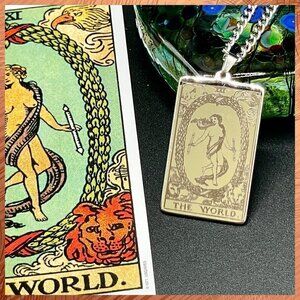 The World Stainless Steel Tarot Pendant and Necklace #860